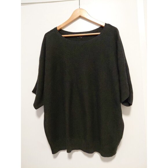 Quince Womens Knit Short Sleeve Organic Cotton Cashmere Blend Top Charcoal Grey - Picture 1 of 9